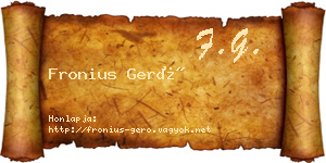 Fronius Gerő névjegykártya